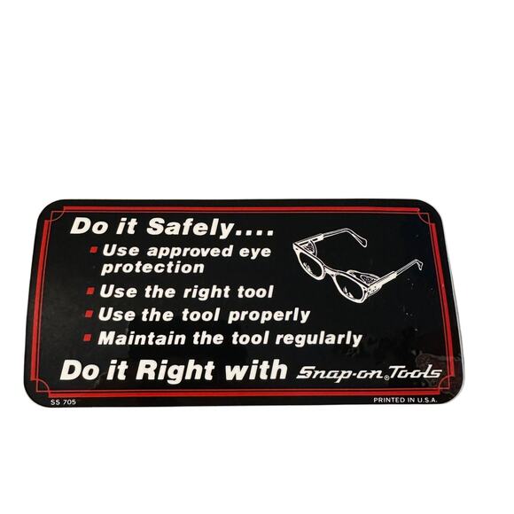 Vintage Snap-on Tools Tool Box Sticker Safety USA Decal SS 705 6"x3" New - Picture 1 of 2